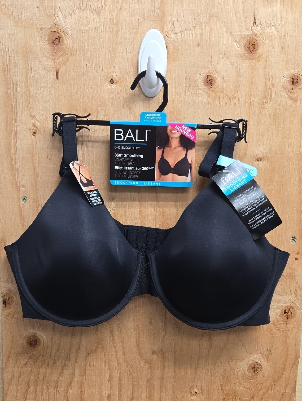 Bali Size 40C Black One Smooth U Lightweight T-Shirt Bra